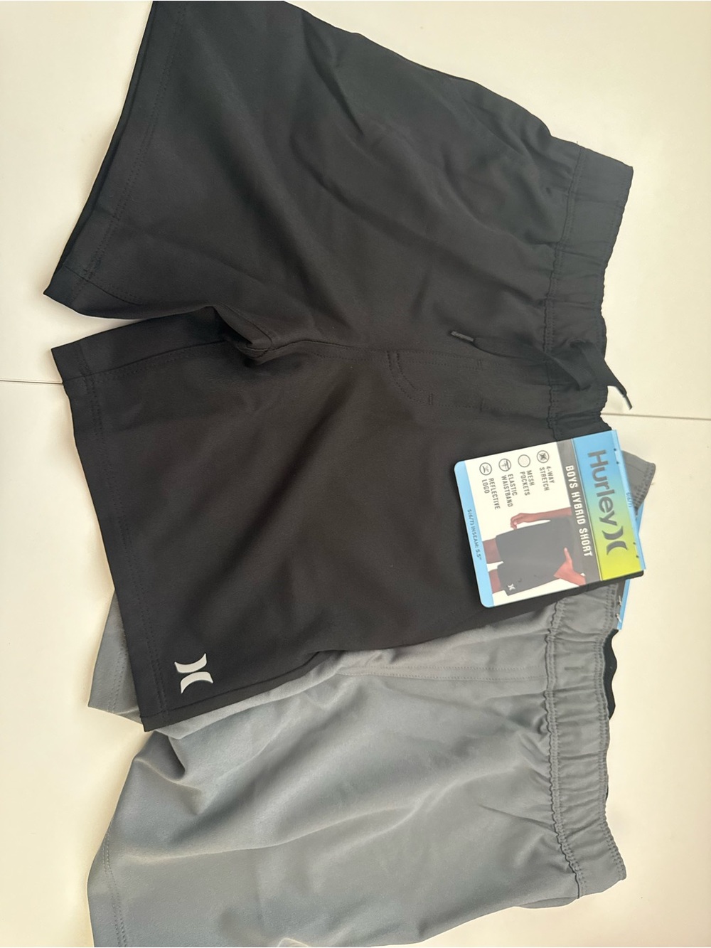 Hurley Kids Black and Gray Athletic Shorts-Size 6/7